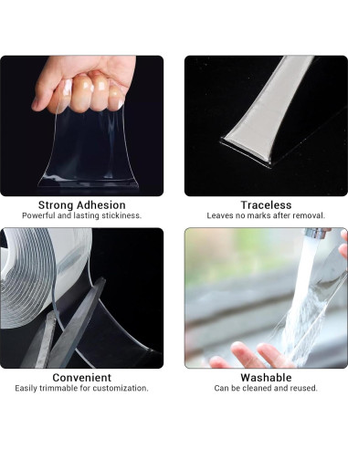 Cinta Adhesiva Doble Cara SUTOUG 6m Transparente Reutilizable