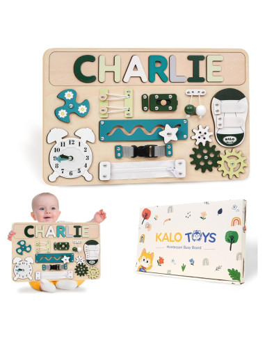 Tablero Ocupado Montessori de Madera Verde para Niños