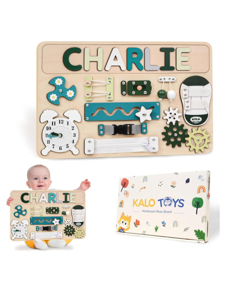 Tablero Ocupado Montessori de Madera Verde para Niños