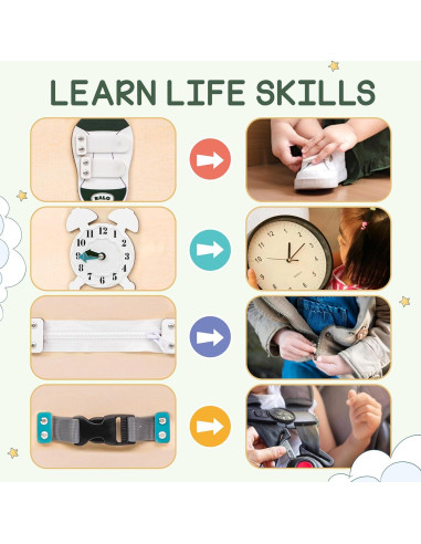 Tablero Ocupado Montessori de Madera Verde para Niños