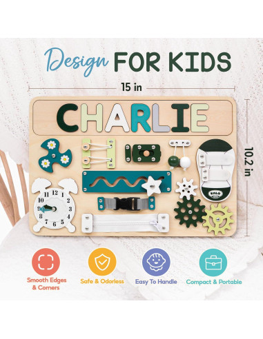 Tablero Ocupado Montessori de Madera Verde para Niños