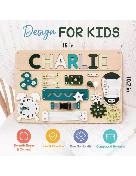 Tablero Ocupado Montessori de Madera Verde para Niños