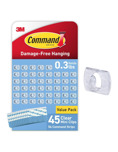 Clips de Luz Mini Command 45 Piezas Transparentes Indoor