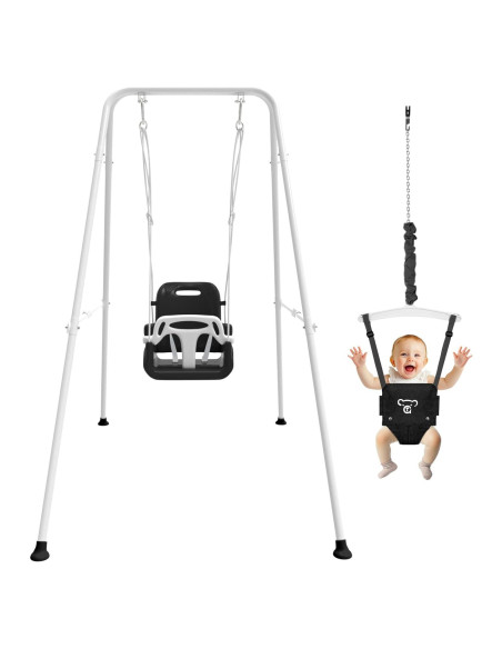 Columpio y Saltador 2 en 1 JWPEHOE Plegable Negro