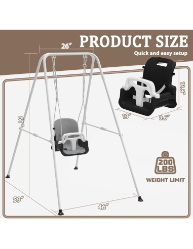 Columpio y Saltador 2 en 1 JWPEHOE Plegable Negro