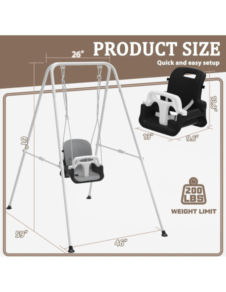 Columpio y Saltador 2 en 1 JWPEHOE Plegable Negro