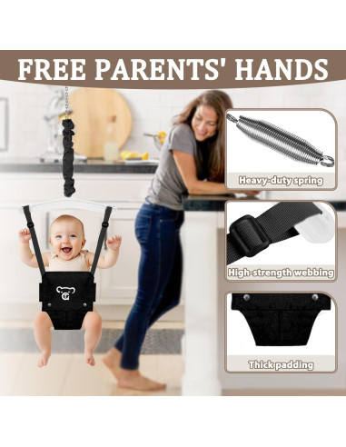 Columpio y Saltador 2 en 1 JWPEHOE Plegable Negro