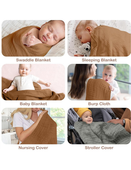 Manta de Muselina Algodón Orgánico Infancie 119x119 cm Oro/Salmón