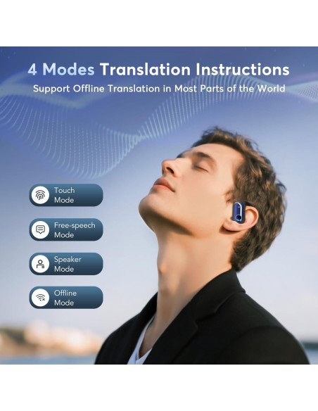 Auriculares de Traducción AI MOZC 4-en-1 Bluetooth 5.4 Azul