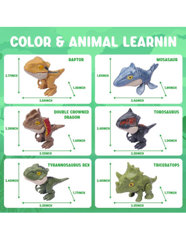 6 Juguetes de Dinosaurios para Dedos Ledorr - Regalo Infantil