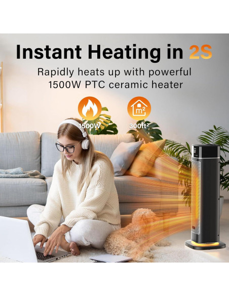 Calefactor eléctrico JRD 1500W 24" con control remoto y oscilación