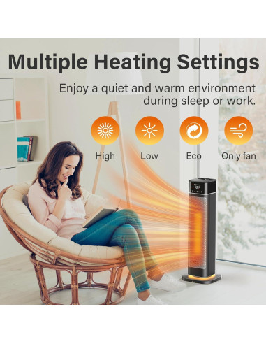 Calefactor eléctrico JRD 1500W 24" con control remoto y oscilación