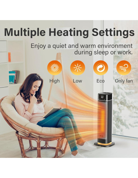 Calefactor eléctrico JRD 1500W 24" con control remoto y oscilación