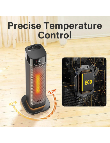 Calefactor eléctrico JRD 1500W 24" con control remoto y oscilación
