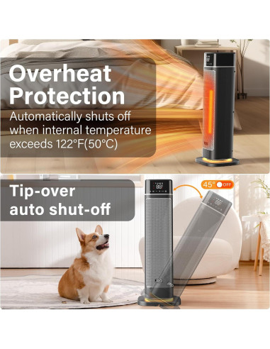 Calefactor eléctrico JRD 1500W 24" con control remoto y oscilación