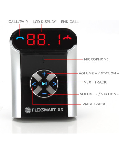 Adaptador Bluetooth GOgroove FlexSMART X3 Mini para Coche