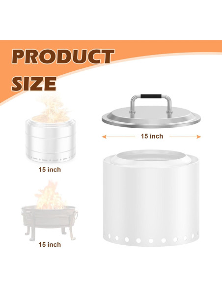 Tapa de Fogata Redonda MOASKER 15" Acero Inoxidable