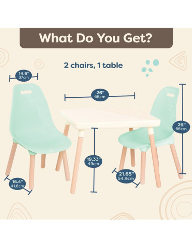 Juego de Mesa y Sillas B. Toys Kid Century Modern Menta