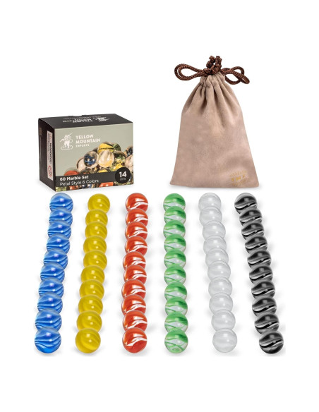 Canicas de Vidrio 60 Piezas 14mm Diseño Pétalo Importaciones Yellow Mountain