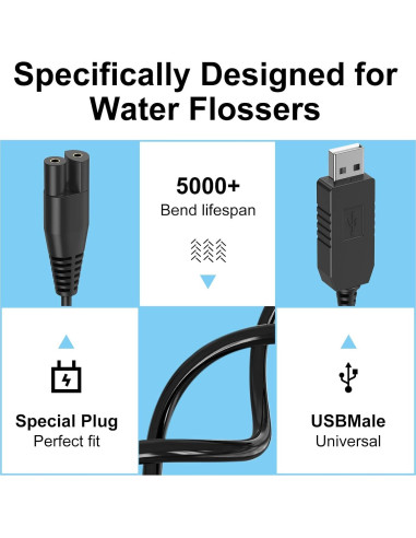 Cable de Cargador USB para Irrigador Dental Waterpik WP360 WP450