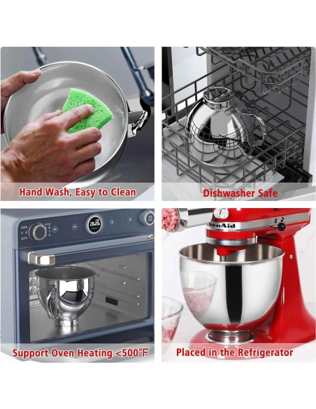 Tazón de acero inoxidable 5QT XINCAN para mezcladores KitchenAid