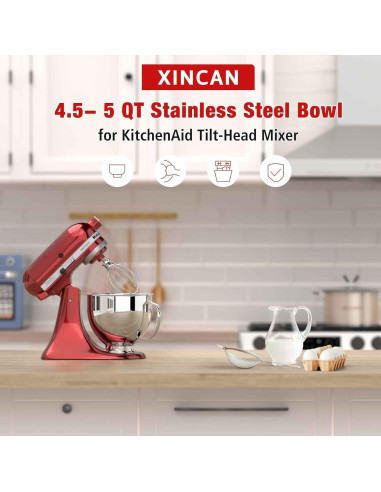 Tazón de acero inoxidable 5QT XINCAN para mezcladores KitchenAid