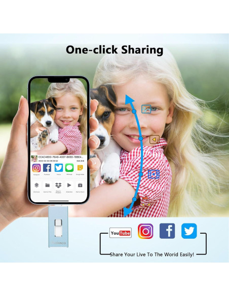 Unidad Flash USB 256GB Patianco para iPhone y iPad Azul