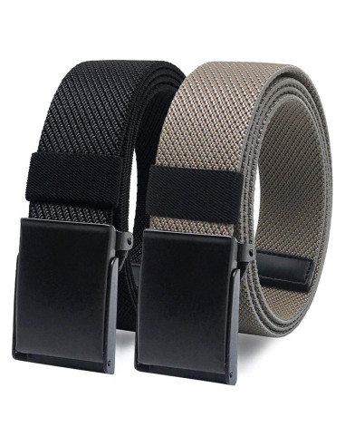 Cinturón Elástico Nylon WYuZe - 2 Cinturones Ajustables para Hombre