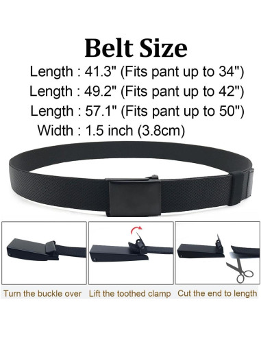 Cinturón Elástico Nylon WYuZe - 2 Cinturones Ajustables para Hombre