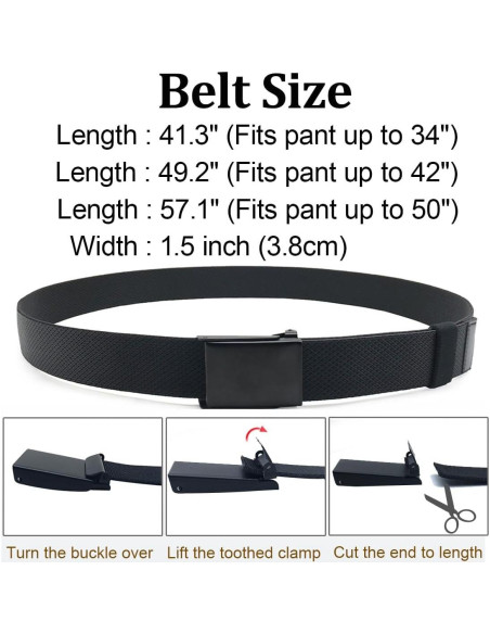 Cinturón Elástico Nylon WYuZe - 2 Cinturones Ajustables para Hombre