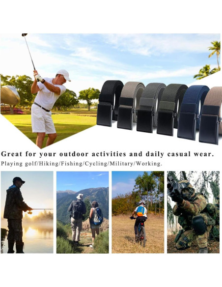 Cinturón Elástico Nylon WYuZe - 2 Cinturones Ajustables para Hombre