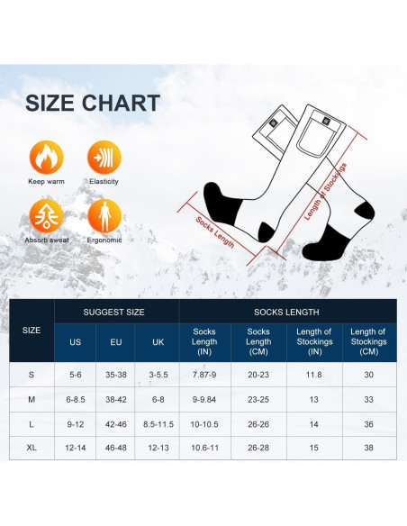 Calcetines Calentados Eléctricos Sun Will X-Large 7.4V