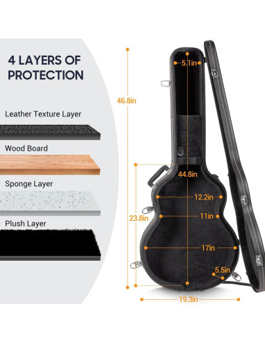 Estuche Duro para Guitarra Acústica CAHAYA 42" Impermeable