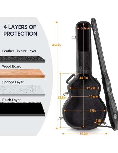 Estuche Duro para Guitarra Acústica CAHAYA 42" Impermeable