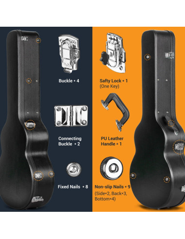 Estuche Duro para Guitarra Acústica CAHAYA 42" Impermeable