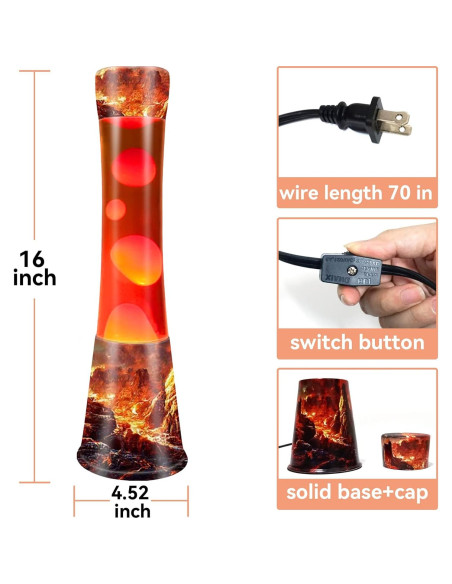 Lámpara de Lava BAOYIKU 16 Pulgadas Naranja y Roja