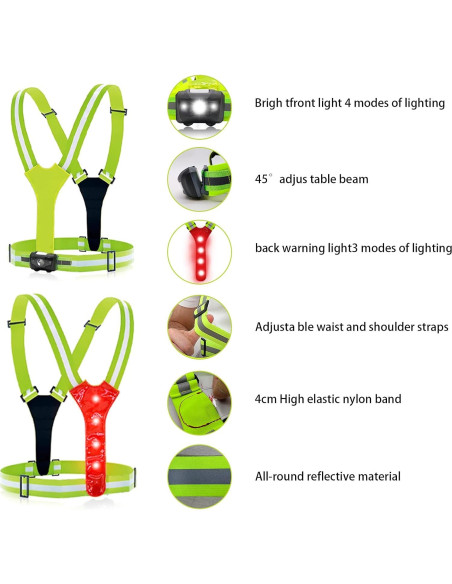 Conjunto de Seguridad LED rnairni para Correr y Ciclismo