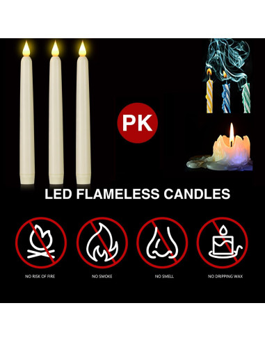 Velas LED Sin Llama Marfil 9pack con Control Remoto y Temporizador