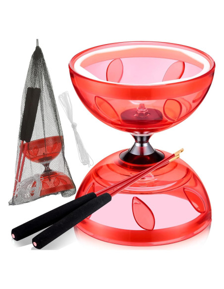 Juego de Diabolo Chino Simgoing Rojo con Palos y Cuerda