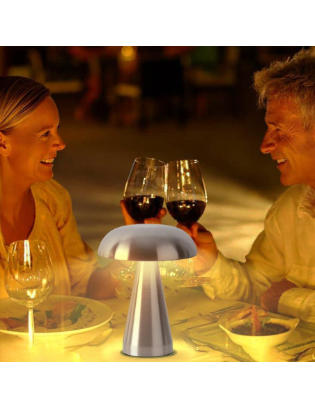 Lámpara de Mesa LED Inalámbrica Leroxo Plata 3 Colores