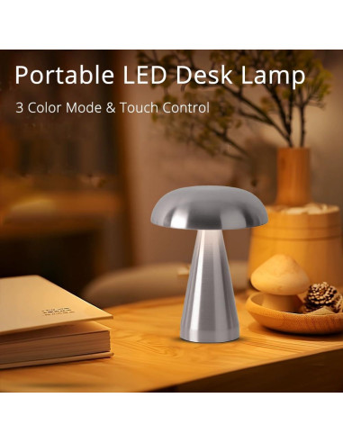 Lámpara de Mesa LED Inalámbrica Leroxo Plata 3 Colores