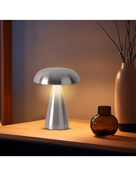 Lámpara de Mesa LED Inalámbrica Leroxo Plata 3 Colores