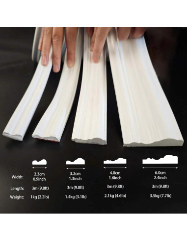 Moldura Autoadhesiva Trimold 3m x 23mm PVC Blanco Decorativa