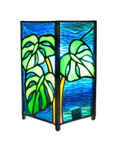 Lámpara de Mesa Tiffany Monstera Deliciosa Vidrio Templado 16cm