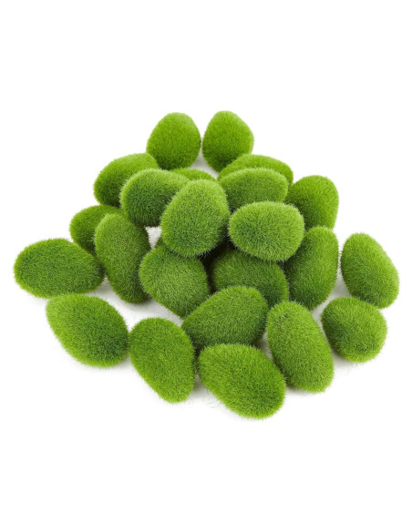 Fensong 30 Piezas de Rocas de Musgo Artificial Verde 4.5 cm
