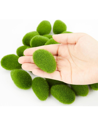 Fensong 30 Piezas de Rocas de Musgo Artificial Verde 4.5 cm