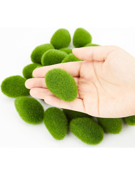 Fensong 30 Piezas de Rocas de Musgo Artificial Verde 4.5 cm