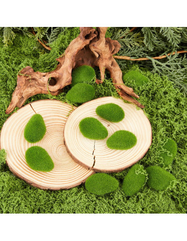 Fensong 30 Piezas de Rocas de Musgo Artificial Verde 4.5 cm