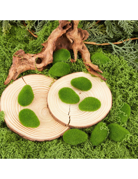 Fensong 30 Piezas de Rocas de Musgo Artificial Verde 4.5 cm