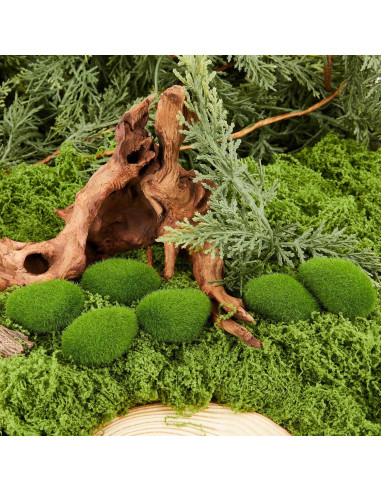 Fensong 30 Piezas de Rocas de Musgo Artificial Verde 4.5 cm